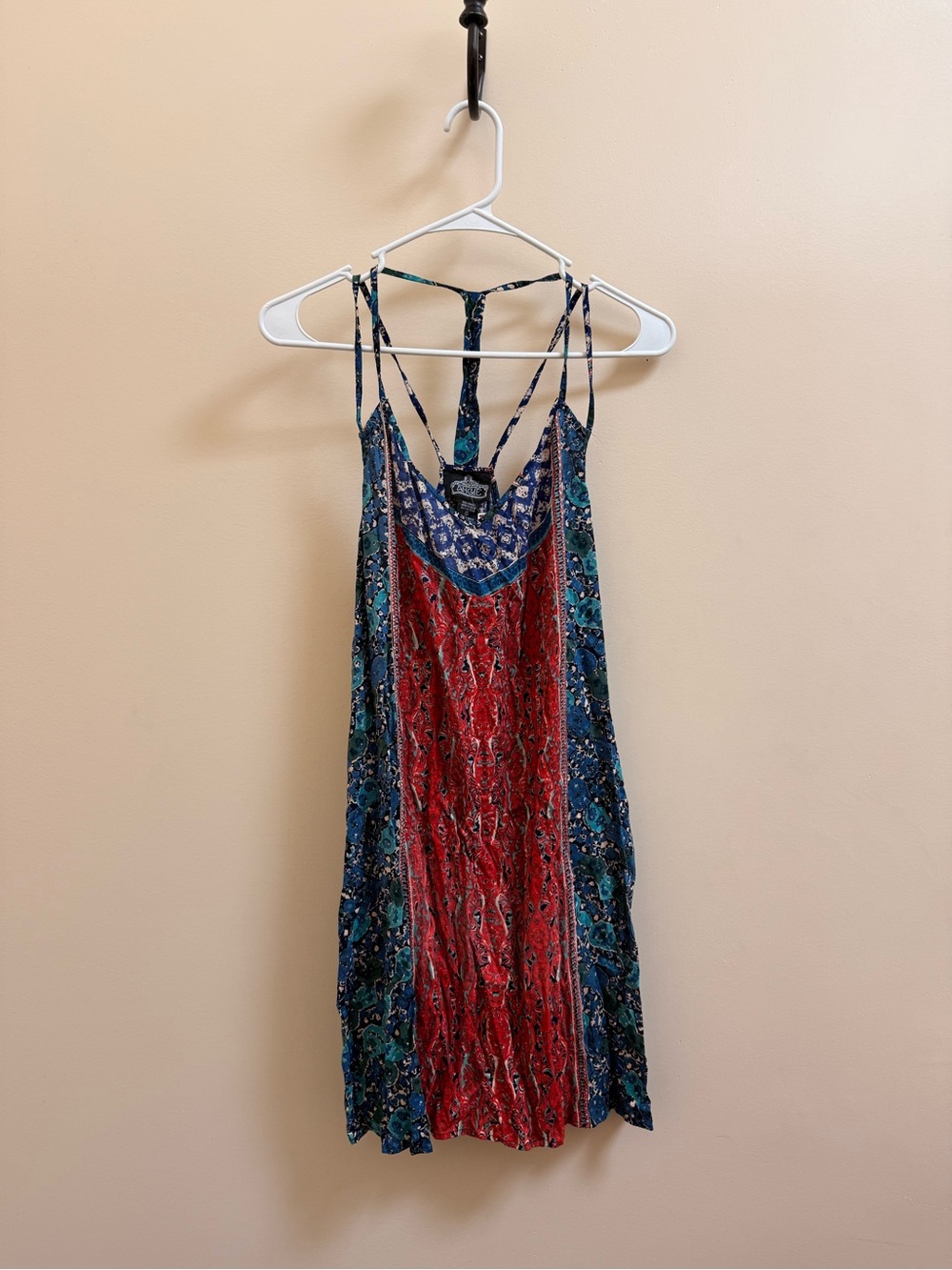 Angie Colorblock Strappy Mini Dress - Red & Blue